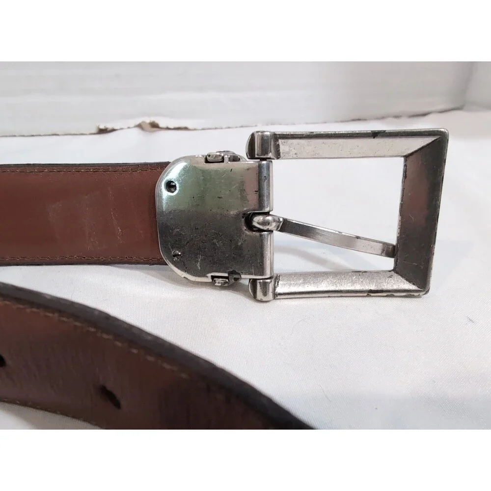 BRIGHTON BELT DARK BROWN LEATHER CROC EMBOSSED SIZE 40 MADE IN USA VINTAGE
